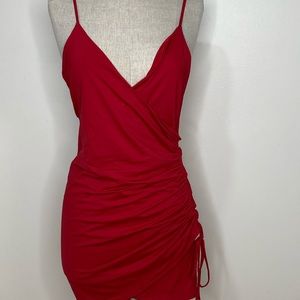 Rouche red dress